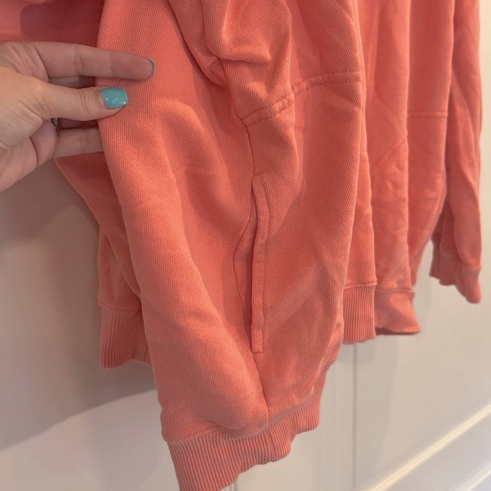 Aerie Happy Henley Everyday Oversized V Neck Collared Crew Neck Coral - Picture 5 of 7